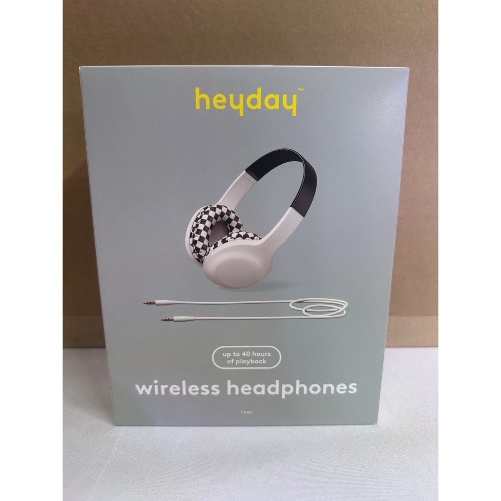 WIRELESS BUILT IN MICROPHONE HEADPHONES BROWN CHECKERED HEYDAY  NEW